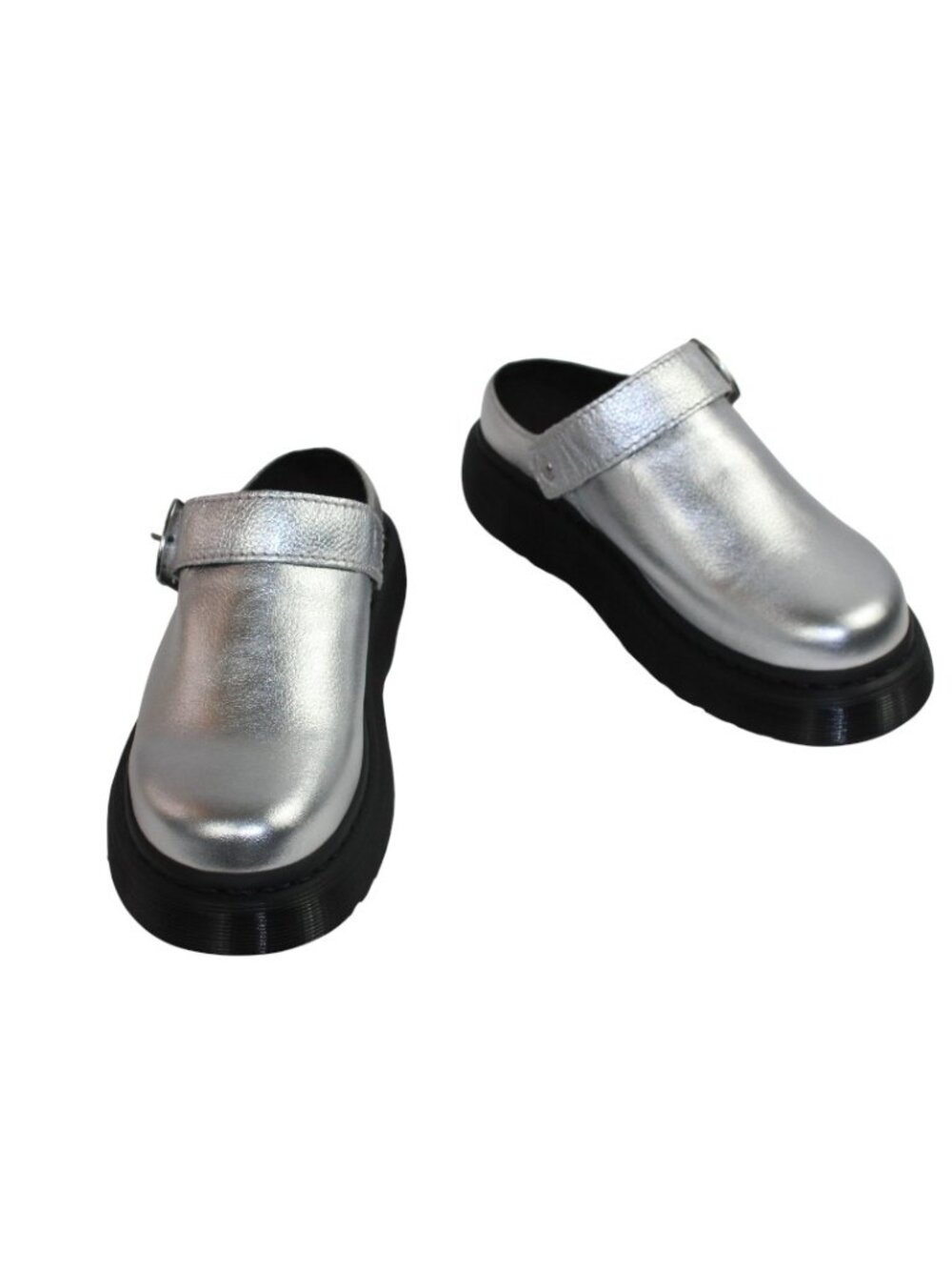 Dr. Martens Laketen Silver Leather Platform Chunky Convertible Sling Back Clog - Picture 5 of 10